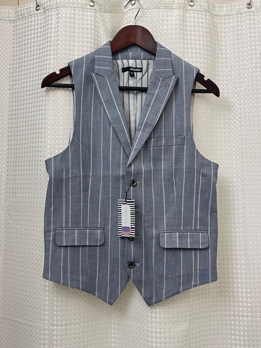 Murano Grey, white striped suit vest